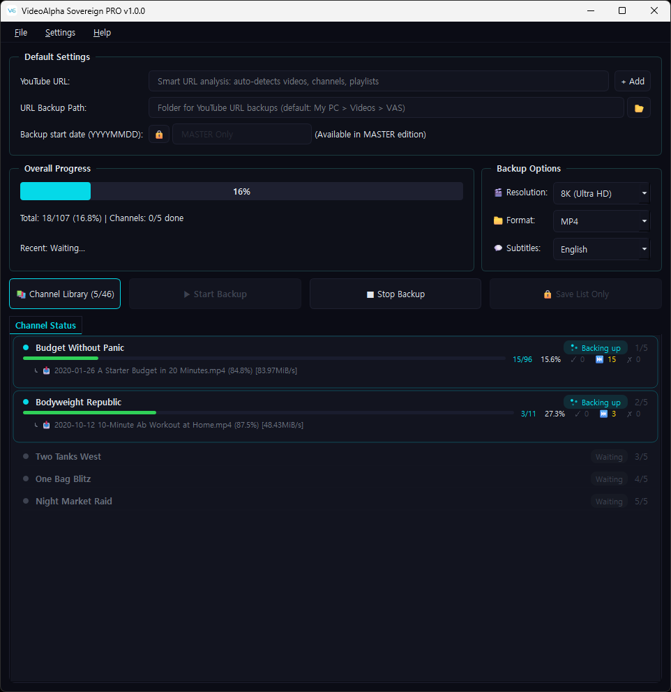 Backup PRO em curso